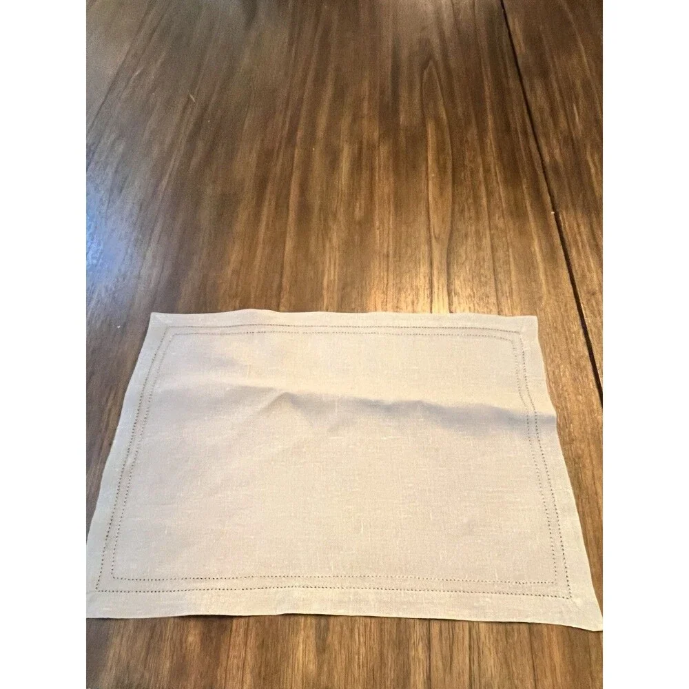 Vintage Set of 6 green Placemats Linen sage soft light 19”x14” table decor